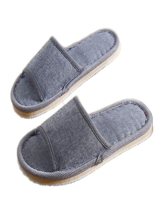 Tiger007 6 Pair of Open Toe Breathable Slippers,Solid Color Casual Slippers,Spa Slippers for Guests, Hotel, Travel, Unisex Universal Size Washable (6 gray medium size) - Image 1